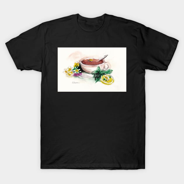 Afternoon Tea - watercolor painting T-Shirt by tranquilwaters